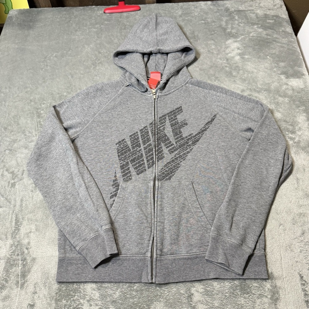 NIKE Womens Gray Full‎ Zip Big Logo jacket Size L 678370-091 Outdoor Athletic
